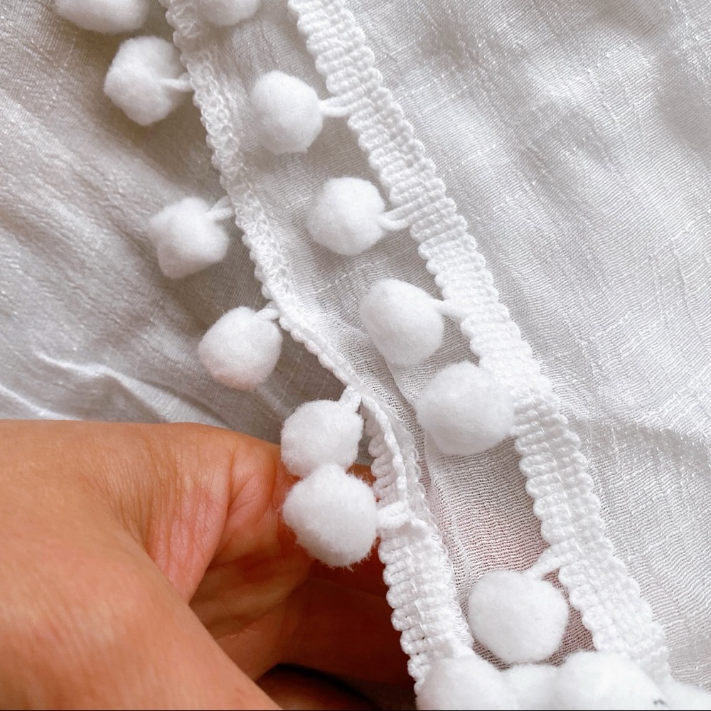 🐚 TALL WHITE POM POM SLIT HIGH WAIST BEACH PANTS! - Picture 11 of 12